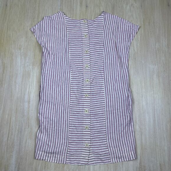 NWT Madewell Stripe Play Button Back Linen Blend Shift Preppy Pockets Dress M - Picture 6 of 15